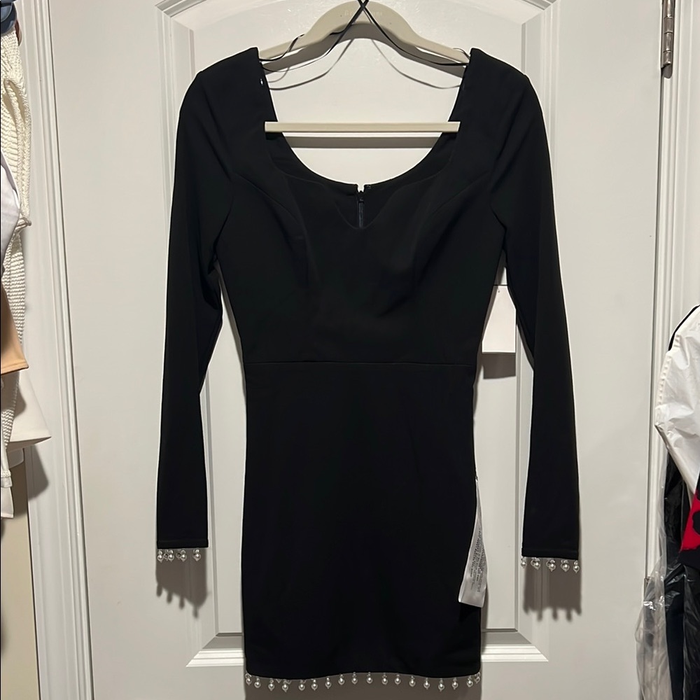Dress the Population Party Black Dress with Pearl Accents